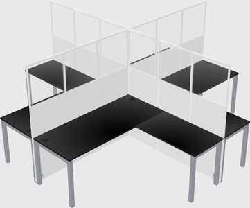 Shared l-shaped cubicles