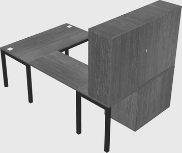 U-shaped desk + cabinet