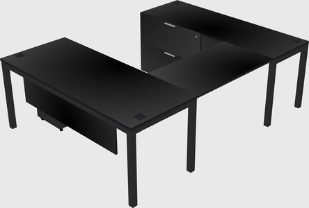 U-shaped desk + file cabinet