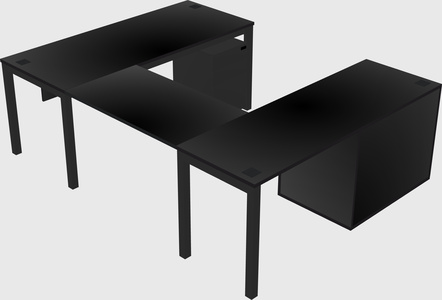U-shaped desk + file cabinet