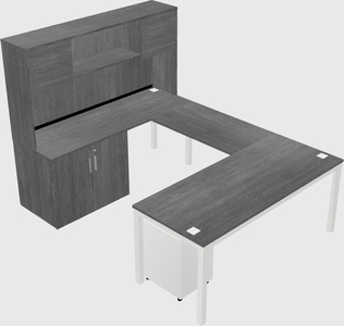 U-shaped desk + cabinet