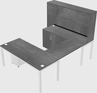 U-shaped desk + cabinet