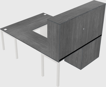 U-shaped desk + cabinet