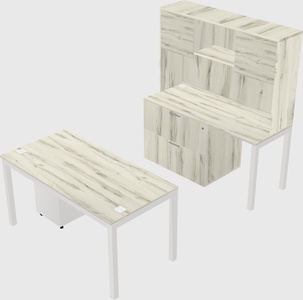 Parallel desk + file cabinet