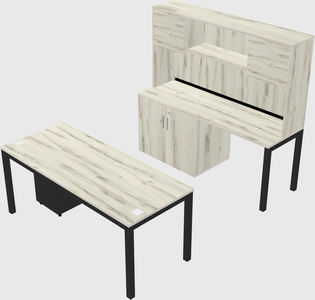 Parallel desk + cabinet