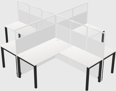 Cubículos compartilhados em forma de l