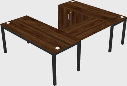 U-shaped desk + cabinet
