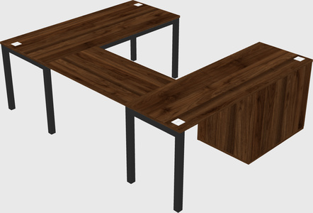 U-shaped desk + cabinet