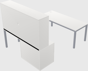 U-shaped desk + file cabinet