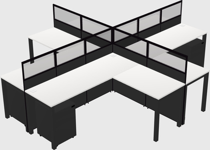 Shared l-shaped cubicles