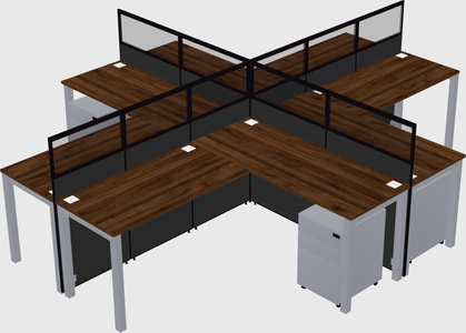 Shared l-shaped cubicles