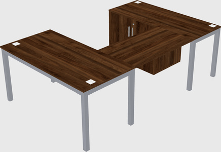 U-shaped desk + cabinet