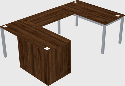 U-shaped desk + cabinet