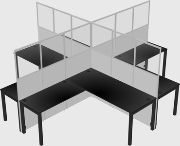 Nakabahaging l-shaped na mga cubicle