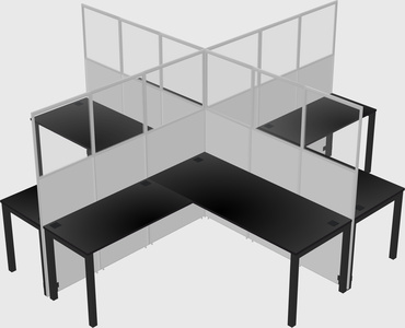 Nakabahaging l-shaped na mga cubicle