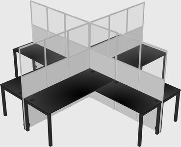 Nakabahaging l-shaped na mga cubicle