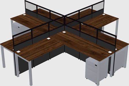 Shared l-shaped cubicles