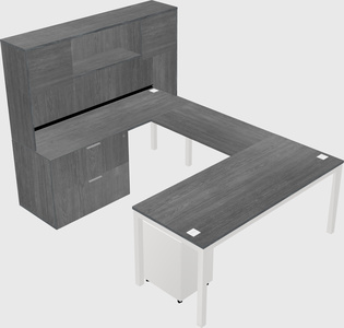 U-shaped desk + file cabinet