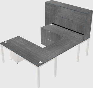 U-shaped desk + file cabinet