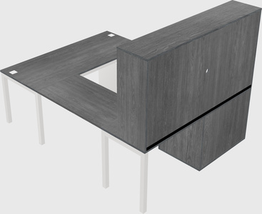 U-shaped desk + file cabinet