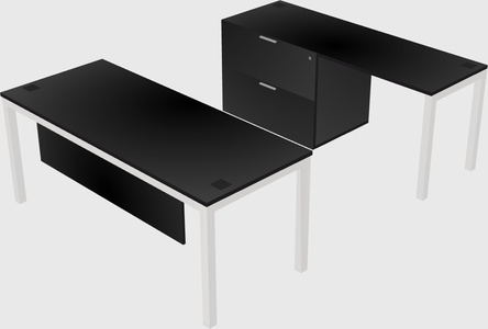 Parallel desk + file cabinet