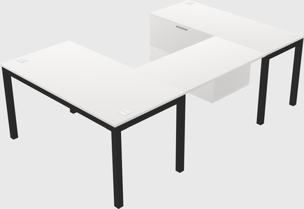 U-shaped desk + file cabinet