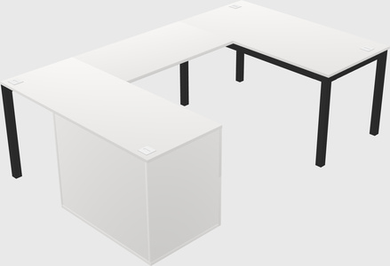 U-shaped desk + file cabinet