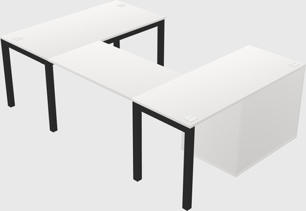 U-shaped desk + file cabinet