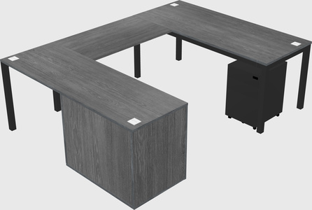 U-shaped desk + cabinet