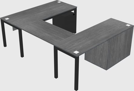 U-shaped desk + cabinet