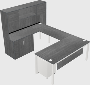 U-shaped desk + cabinet