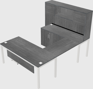 U-shaped desk + cabinet