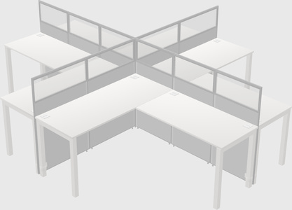 Shared l-shaped cubicles