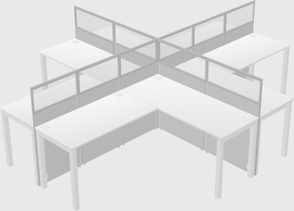 Shared l-shaped cubicles