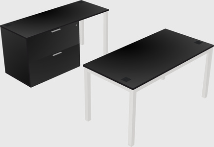 Parallel desk + file cabinet