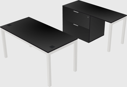 Parallel desk + file cabinet