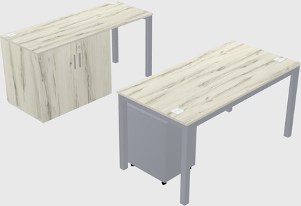 Parallel desk + cabinet