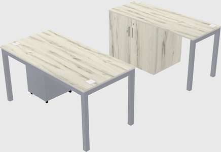 Parallel desk + cabinet