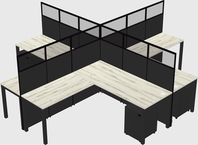 Shared l-shaped cubicles