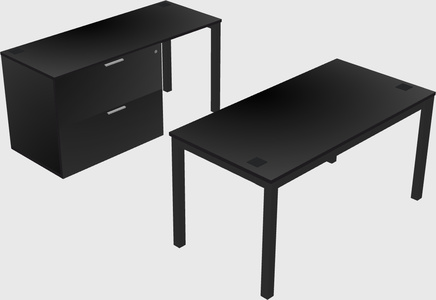Parallel desk + file cabinet