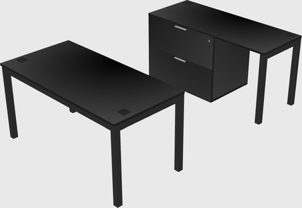 Parallel desk + file cabinet