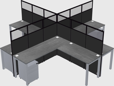 Shared l-shaped cubicles