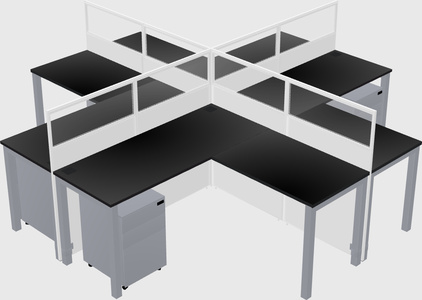 Shared l-shaped cubicles