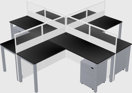 Shared l-shaped cubicles