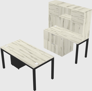 Parallel desk + file cabinet