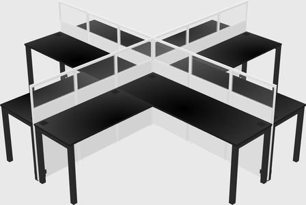 Shared l-shaped cubicles