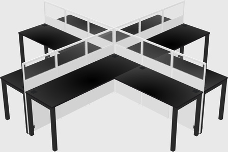 Shared l-shaped cubicles