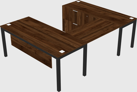 U-shaped desk + file cabinet