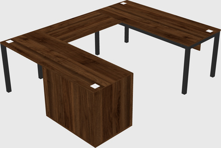 U-shaped desk + file cabinet