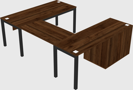 U-shaped desk + file cabinet